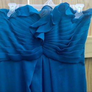 Morilee Prom/Formal Ruffle Dress Long Teal Sz.6 strapless Flowy